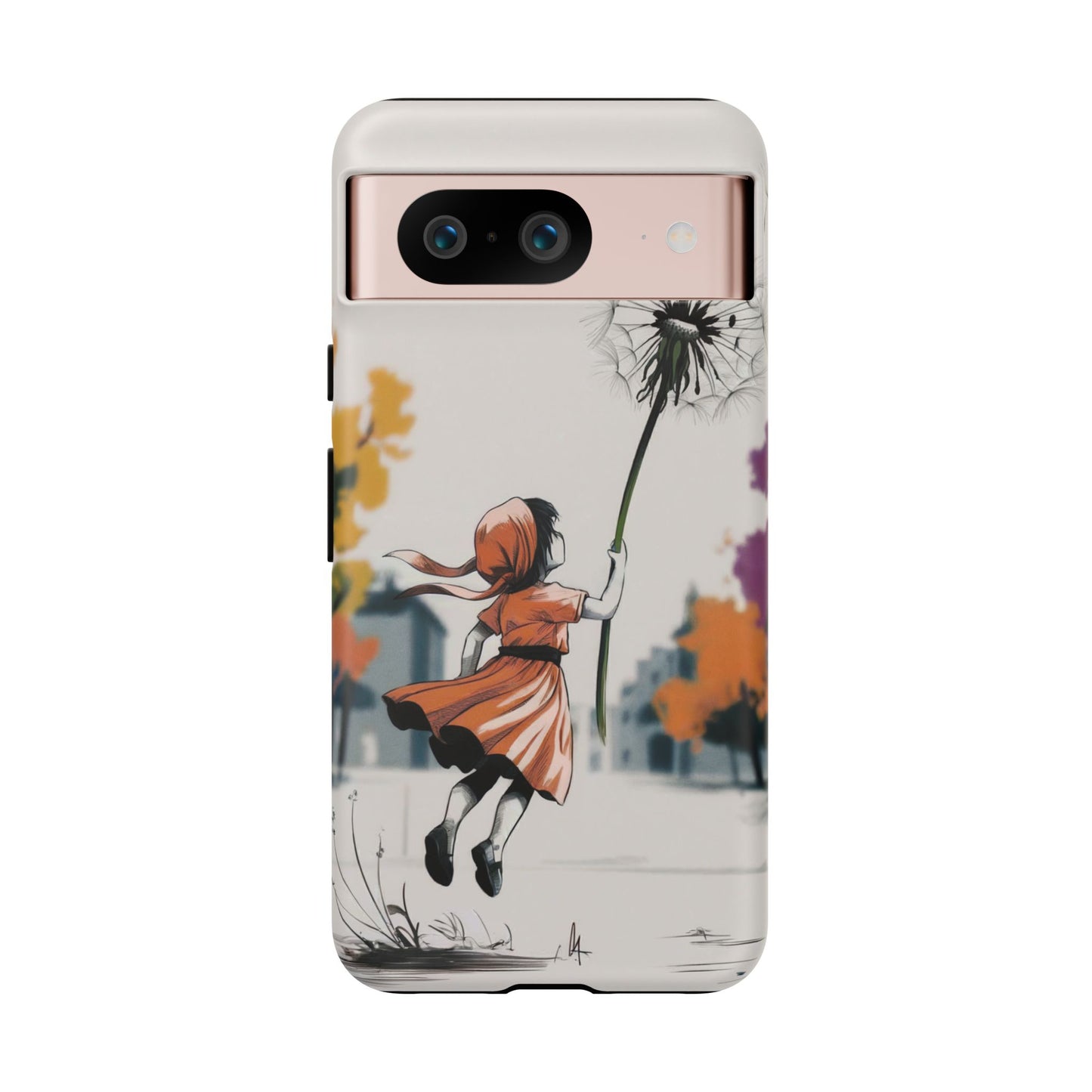 Girl Dandelion Tough Phone Case, Kids Cute Fantasy iPhone 16 15 14 13 Pro Max 12 11 8 Plus X XR XS Galaxy S24 S23 S22 S21 Google Pixel Cover