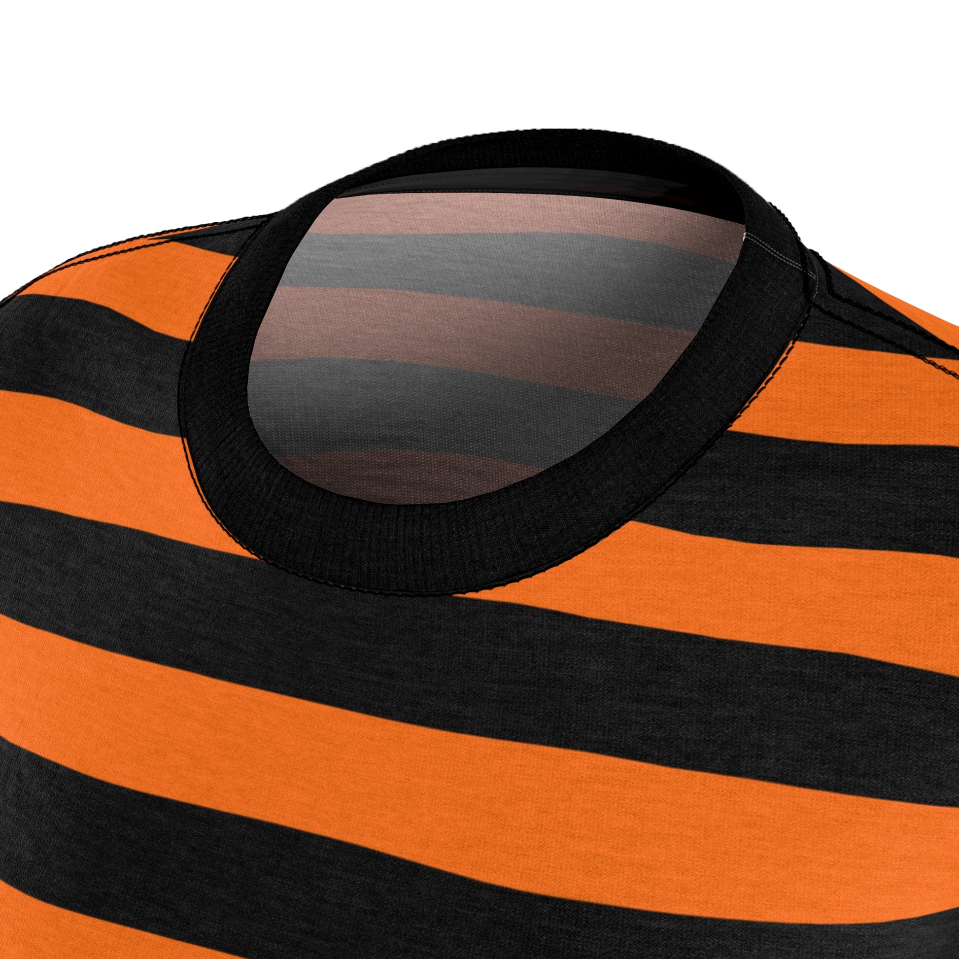 Black and Orange Striped Designer Graphi Tshirt, Women – Adult Halloween Fashion Starcove