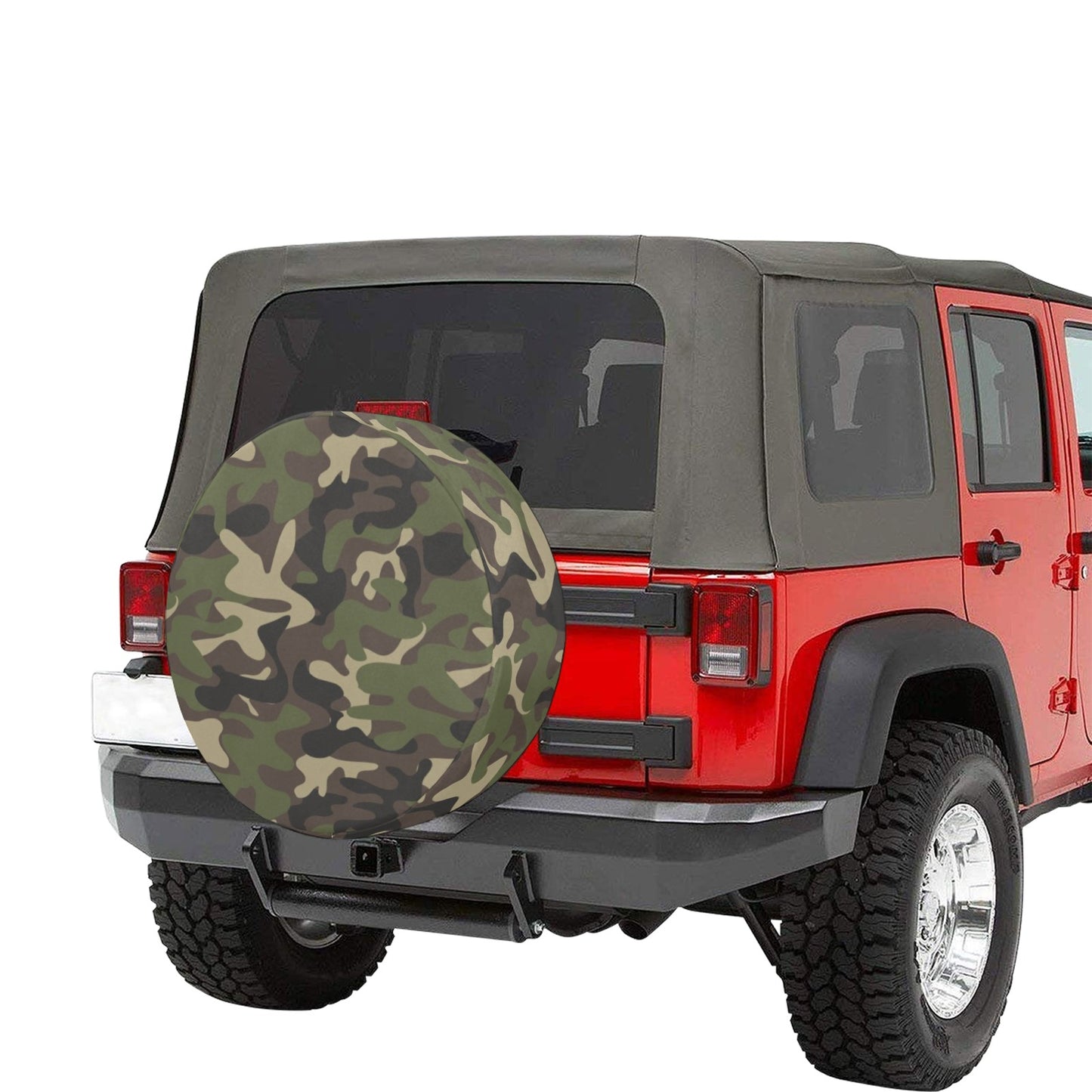 Camo Spare Tire Cover, Camouflage Backup Camera Hole Unique Green Back Wheel Extra Cars RV Men Women Girls Trailer Camper Motorhome Auto