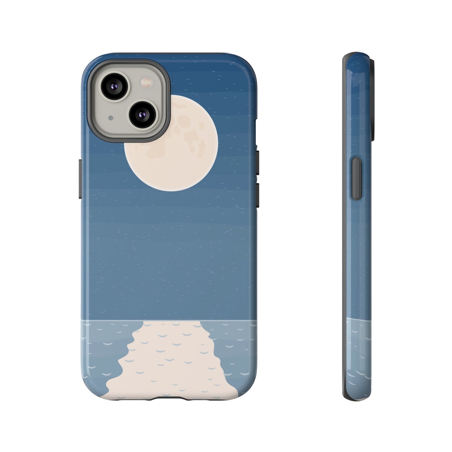 Full Moon Tough Phone Case, Blue iPhone 15 14 13 Pro Max 12 11 8 Plus X XR XS Samsung Galaxy S22 Google Pixel Cover