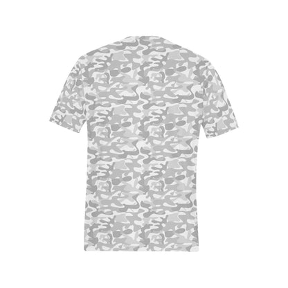 White Camo TShirt, Light Grey Camouflage Print Designer Lightweight Crewneck Men Male Women Tee Top Summer Short Sleeve Shirt