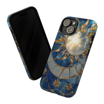 Sun Moon Tough Phone Case, Celestial Stained Glass iPhone 16 15 14 13 Pro Max 12 11 8 Plus X XR XS Galaxy S24 S23 S22 S21 Google Pixel Cover