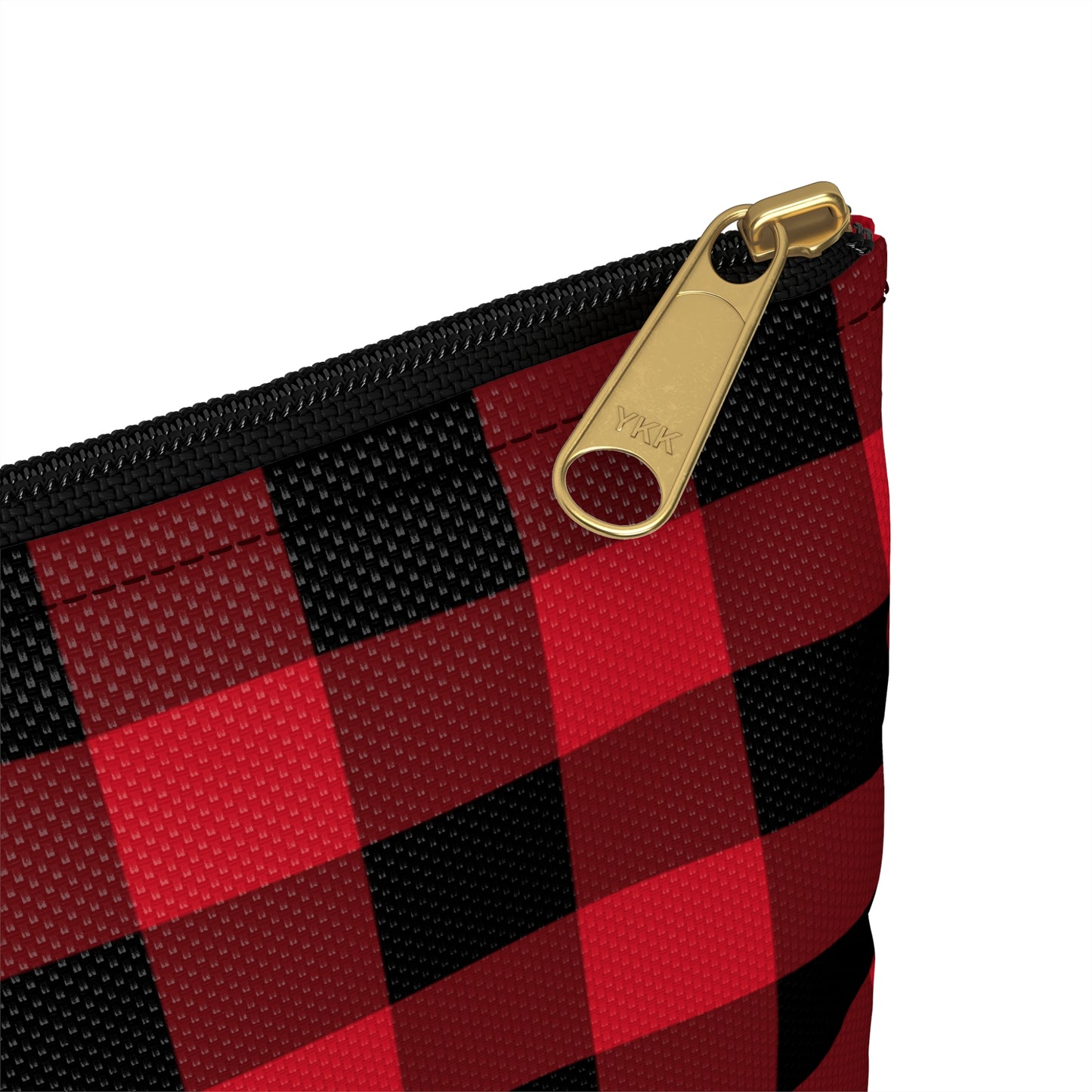 Red Black Buffalo Plaid Print Zipper Pouch, Check Cute Makeup Wash Bags Toiletries Cosmetic Organizer Gifts Women Coin Accessory Purse