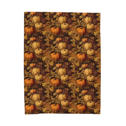 Pumpkins Fall Fleece Throw Blanket, Autumn Grapes Thanksgiving Velveteen Soft Plush Fluffy Cozy Warm Adult Kids Small Large Sofa Bed Décor Starcove Fashion