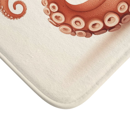 Cute Octopus Bath Mat, Ocean Nautical Beach Shower Bathroom Decor Non Slip Floor Memory Foam Microfiber Large Small Washable Rug