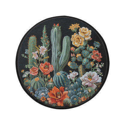 Cactus Floral Spare Tire Cover, Succulent Flowers Faux Embroidery Rear Extra Backup Camera Hole Wheel Unique RV Back Cars RV Trailer Campers