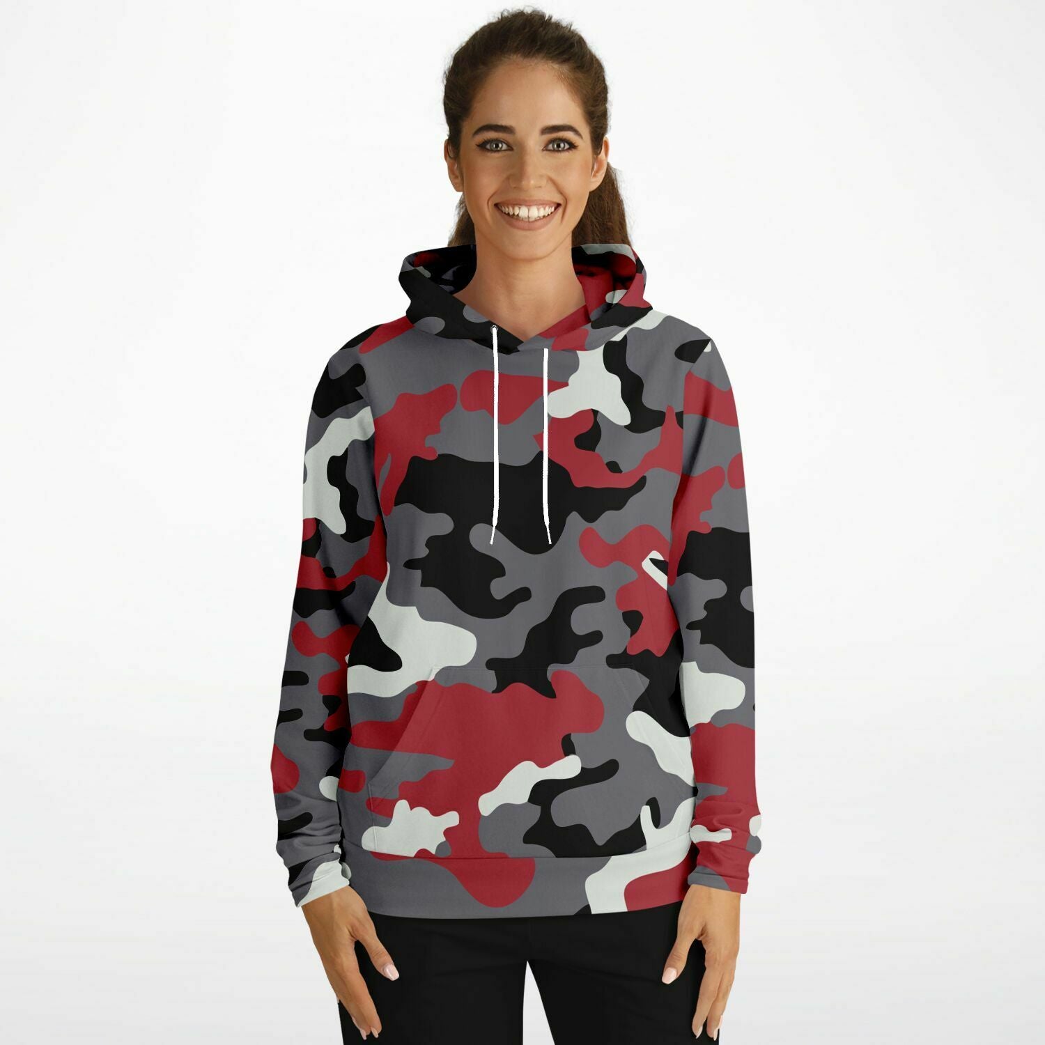 Red Grey Black Camo Hoodie Camouflage Pullover Men Women Adult Aesthetic Graphic Cotton Hooded Sweatshirt with Pockets