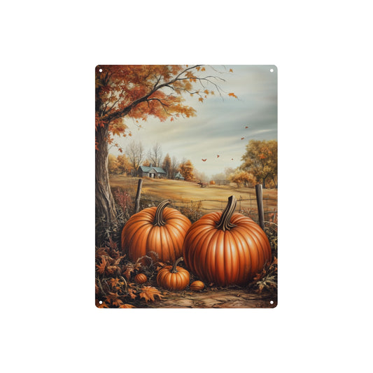 Fall Autumn Pumpkins Vintage Metal Tin Signs, Harvest Farmhouse Retro Wall Art Hanging Garage Tacker Original Outdoors Exterior