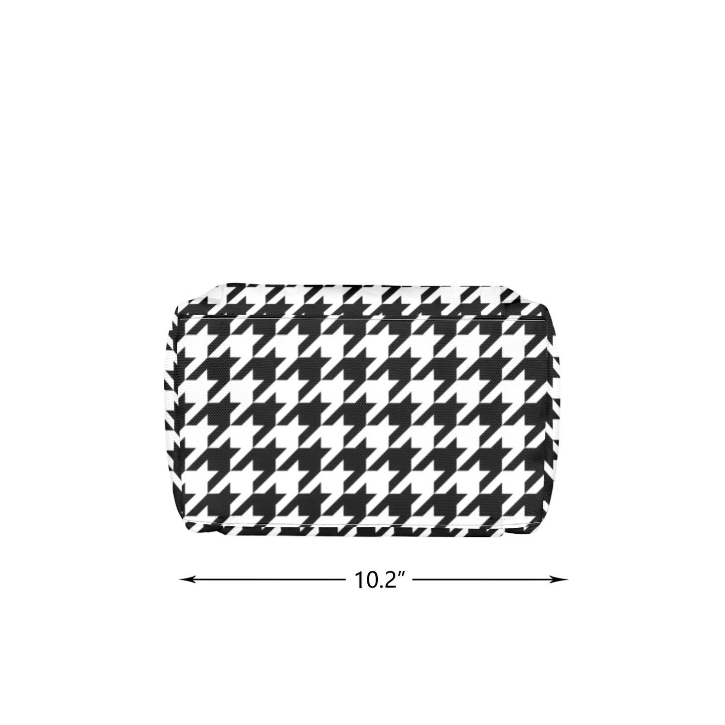 Houndstooth Insulated Lunch Box Bag Tote, Black White Summer Cute Food Container Adult Kids Women Teens Men School Work Handbag Office