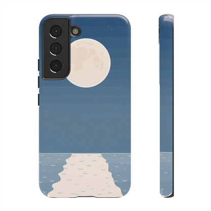 Full Moon Tough Phone Case, Blue iPhone 15 14 13 Pro Max 12 11 8 Plus X XR XS Samsung Galaxy S22 Google Pixel Cover