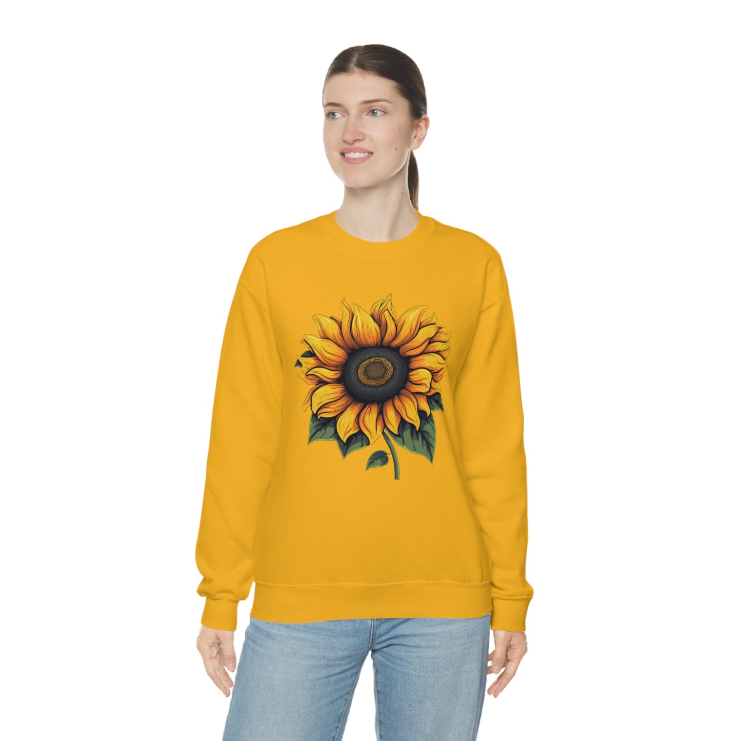 Sunflower Sweatshirt, Yellow Flowers Floral Graphic Crewneck Cotton Sweater Jumper Pullover Men Women Aesthetic Designer Top Starcove Fashion