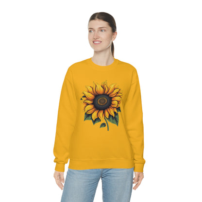 Sunflower Sweatshirt, Yellow Flowers Floral Graphic Crewneck Cotton Sweater Jumper Pullover Men Women Aesthetic Designer Top Starcove Fashion