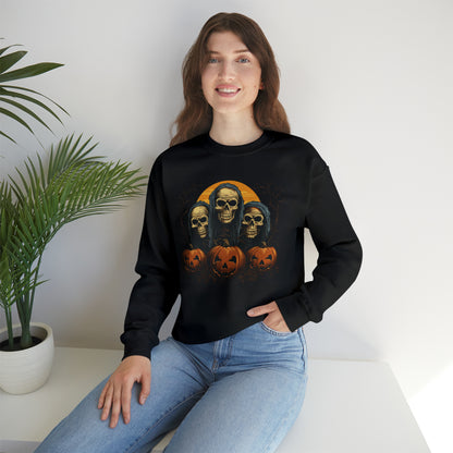 Halloween Sweatshirt, Skeleton Pumpkins Graphic Crewneck Fleece Cotton Sweater Jumper Pullover Men Women Aesthetic Designer Top Starcove Fashion