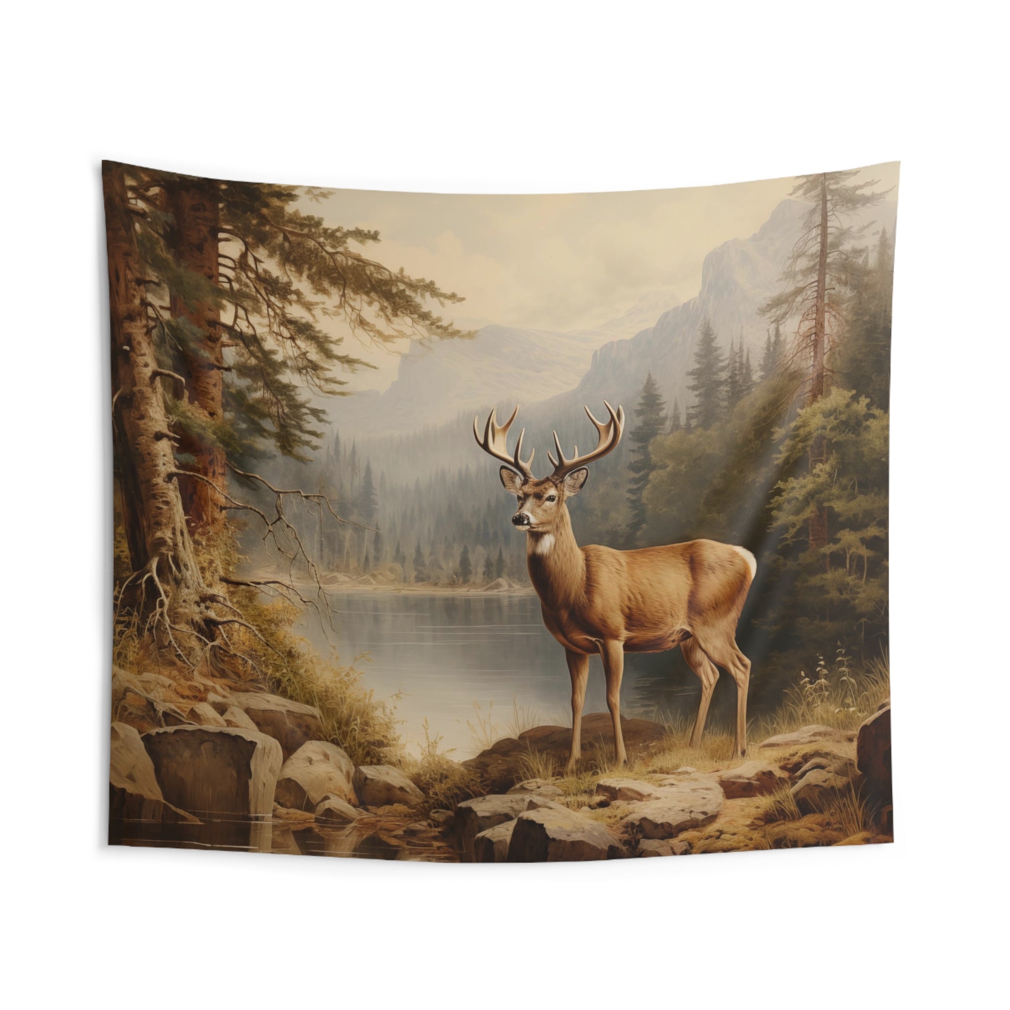 Vintage Elk Tapestry orders Wall Hanging Made in Italy 70's