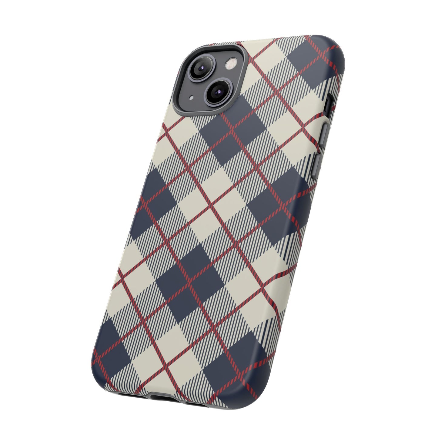 Blue Plaid iPhone 16 15 14 13 Tough Case, Checkered Check Tartan Cute 12 11 8 Plus X Xr Xs Pro Max Samsung S24 S23 S22 Galaxy Pixel Cover