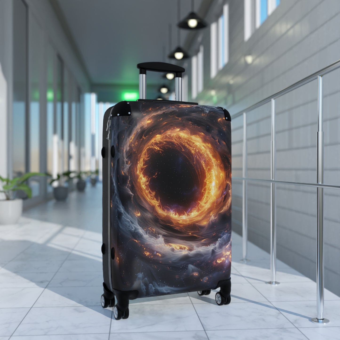 Galaxy Space Suitcase Luggage, Black Hole Stars Art Carry On 4 Wheels Cabin Travel Small Large Set Rolling Spinner Lock Hard Shell Case