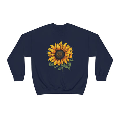 Sunflower Sweatshirt, Yellow Flowers Floral Graphic Crewneck Cotton Sweater Jumper Pullover Men Women Aesthetic Designer Top Starcove Fashion