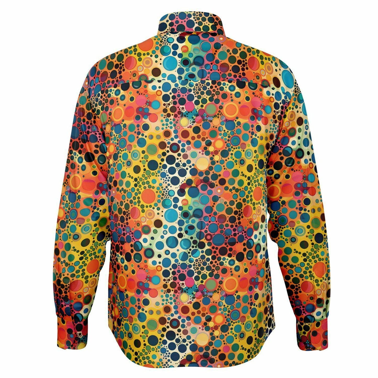 Psychedelic Long Sleeve Men Button Up Shirt, Funky Trippy Fun Festival Retro Vintage Guys Male Print Buttoned Down Collared Graphic Casual