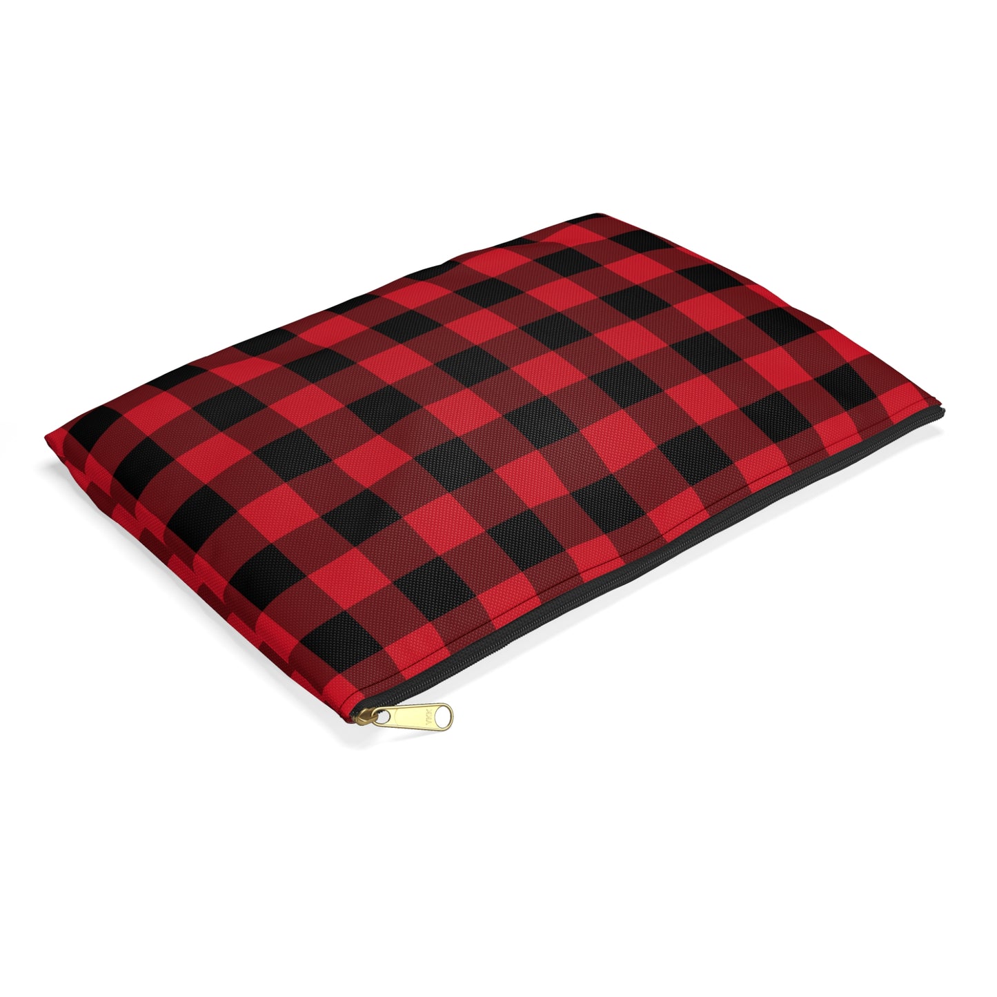 Red Black Buffalo Plaid Print Zipper Pouch, Check Cute Makeup Wash Bags Toiletries Cosmetic Organizer Gifts Women Coin Accessory Purse