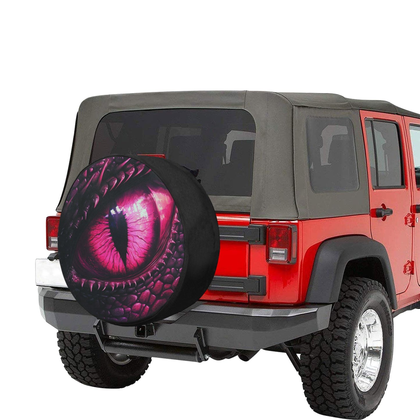 Pink Dragon Eye Spare Tire Cover, Car Back Extra Rear Wheel Accessories Custom Unique Design Backup Camera Hole Auto RV Camper Trailer