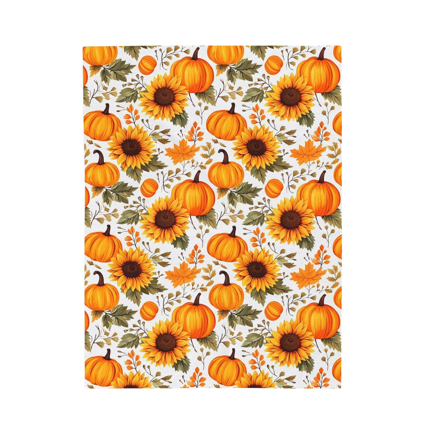 Pumpkins Sunflower Fleece Throw Blanket, Fall Thanksgiving Velveteen Soft Plush Fluffy Cozy Warm Adult Kids Small Large Sofa Bed Starcove Fashion