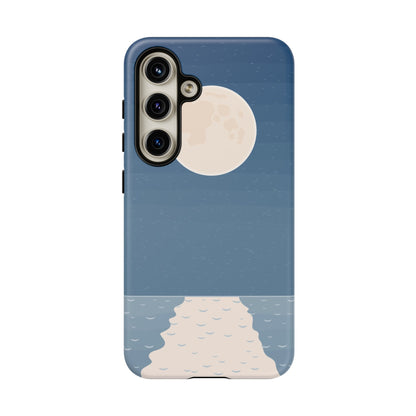 Full Moon Tough Phone Case, Blue iPhone 15 14 13 Pro Max 12 11 8 Plus X XR XS Samsung Galaxy S22 Google Pixel Cover