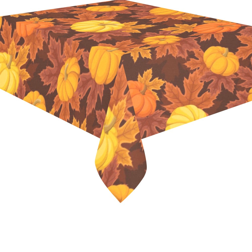 Pumpkins Tablecloth, Orange Thanksgiving Fall Autumn Leaves Linen Rectangle Home Decor Decoration Cloth Table Cover Dining Room Party