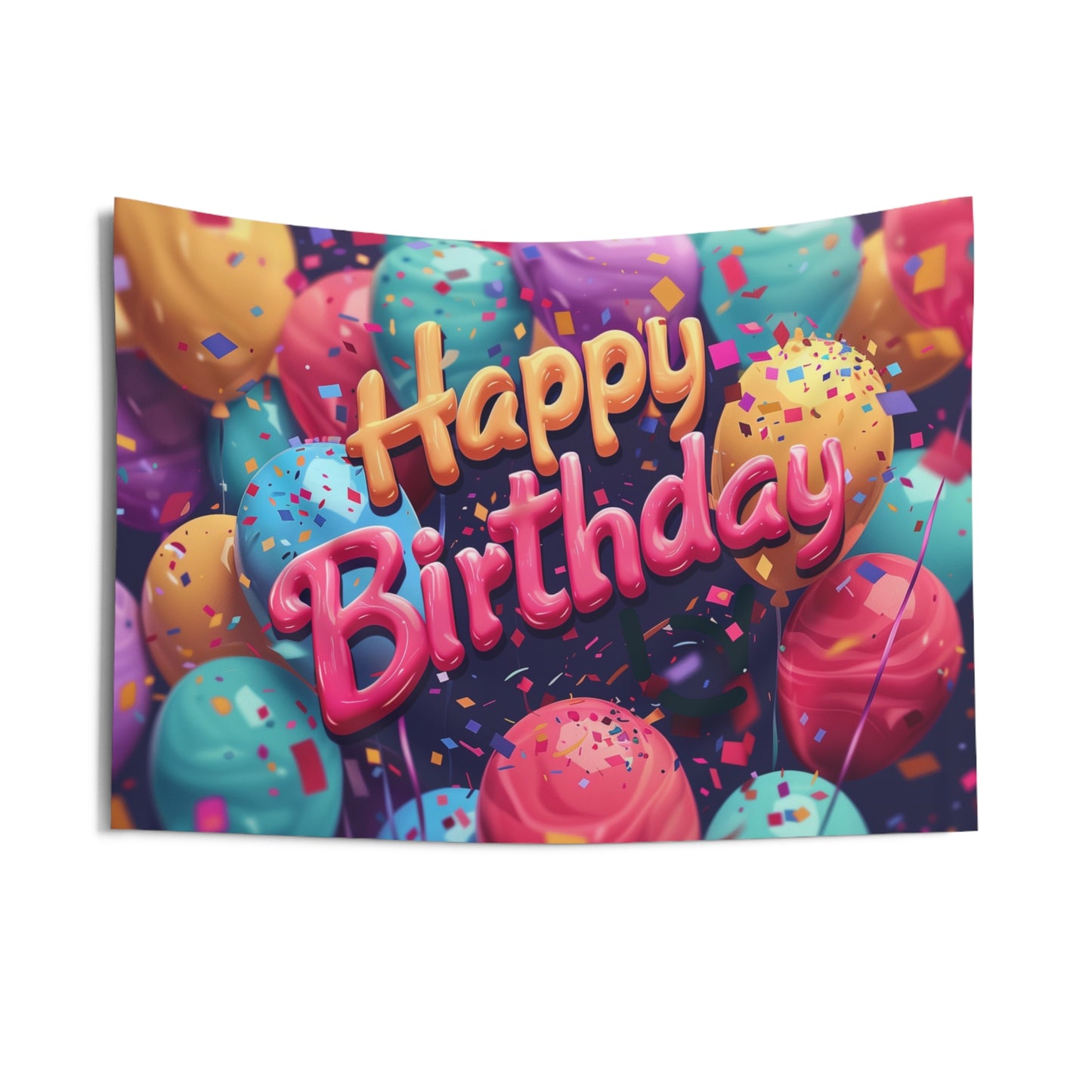 Happy Birthday Tapestry, Balloons Festive Wall Art Hanging Cool Unique Landscape Large Small Decor Bedroom College Dorm Room