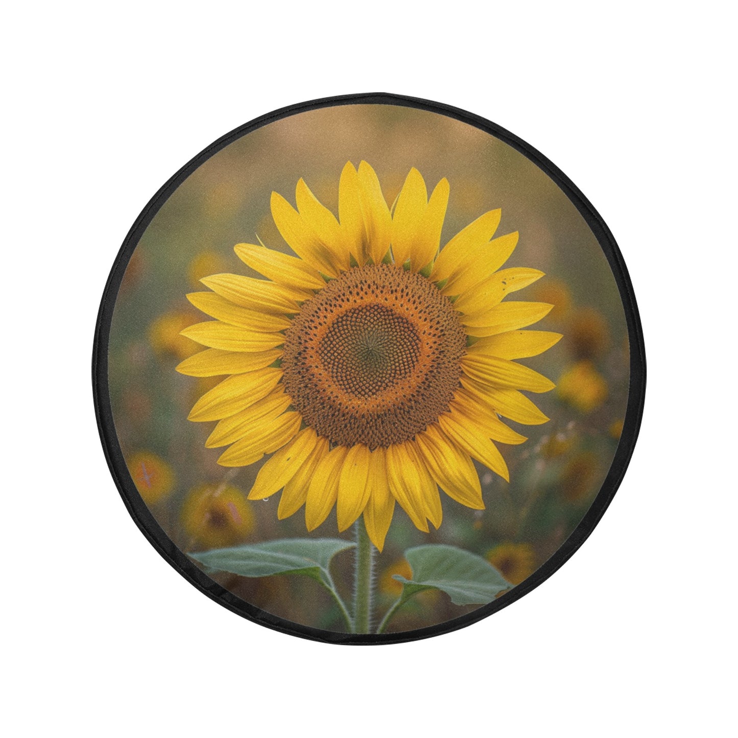 Sunflower Car Spare Tire Cover, Back Rear Extra Wheel Floral Yellow Flowers Black Camera Hole Unique Design Women Girls RV Camper Auto