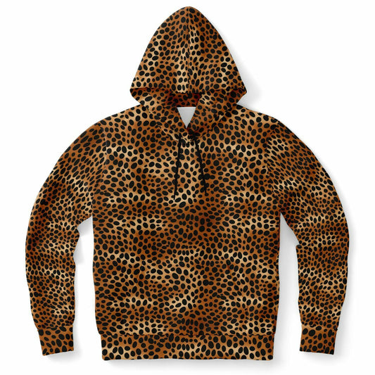 Leopard Hoodie, Cheetah Animal Print Brown Black Pullover Men Women Adult Aesthetic Graphic Cotton Hooded Sweatshirt with Pockets Starcove Fashion