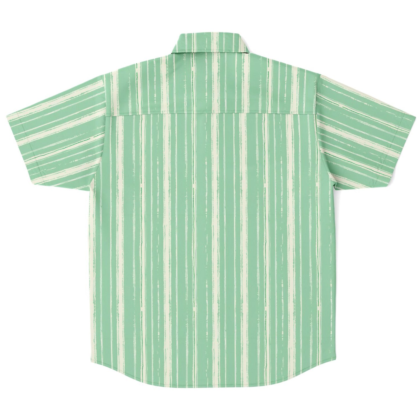 Mint Green Striped Men Button Up Shirt, Vertical Stripe Short Sleeve Print Casual Buttoned Down Summer Male Guys Collared Designer Dress