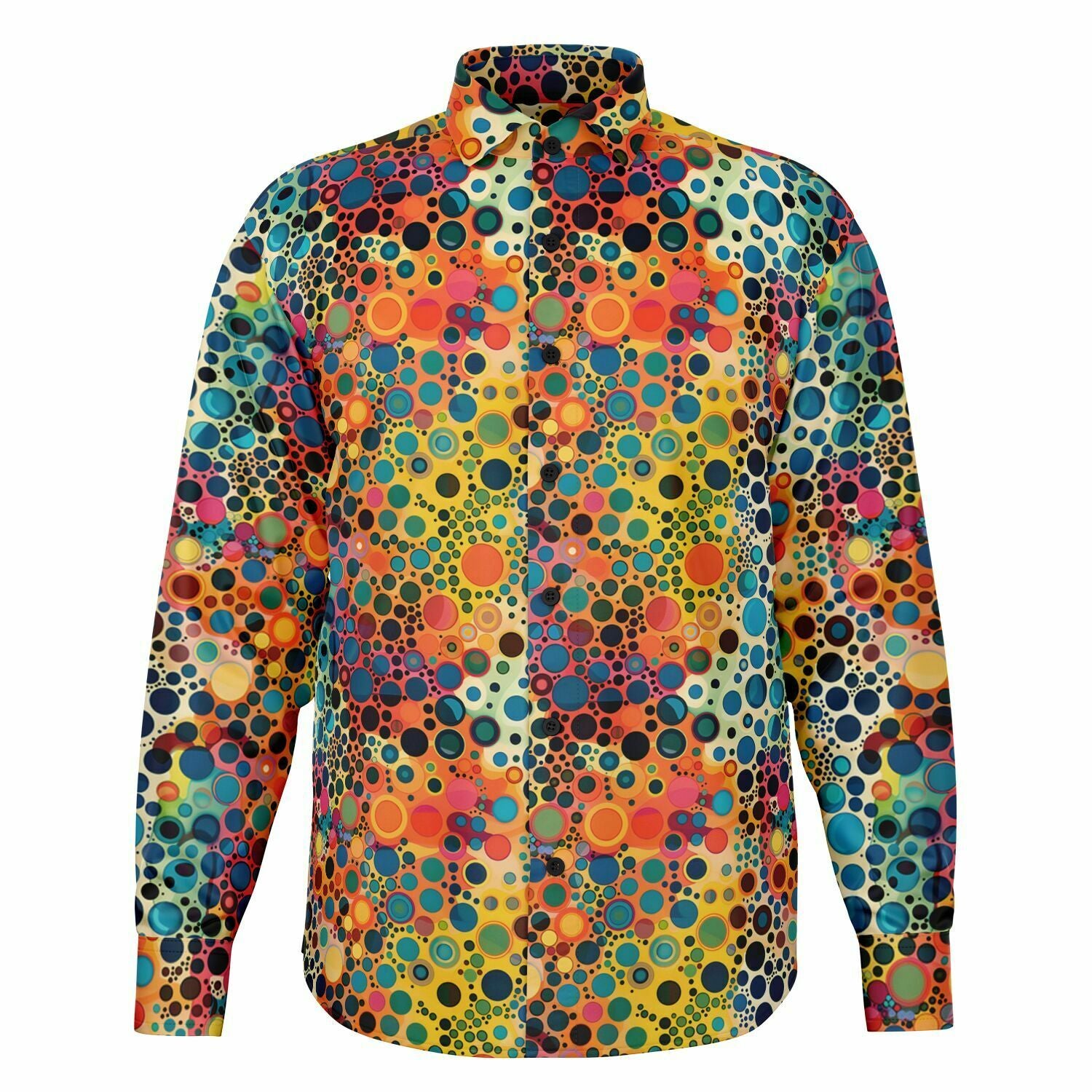 Orders Vintage 90's Retro Spettiva Roman Boraque Oxford Psychedelic Full Pop Art Abstract Impressions Buttons Up Shirt Long Sleeve Size Large