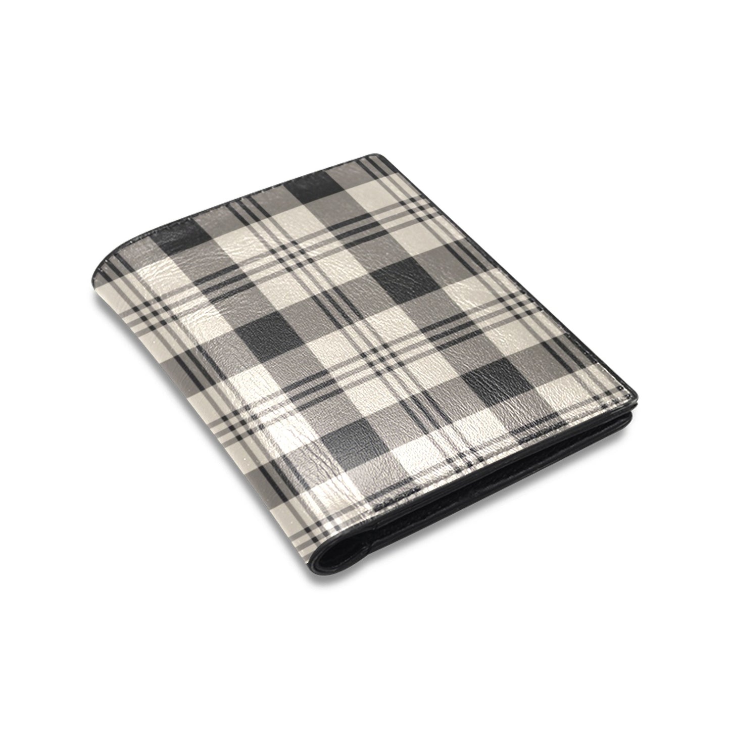 Plaid Male Men Wallets, Grey Cream Tartan Checkered Guys Designer Card Holder Keeper Gents Slim Thin Bi Fold Luxury Minimalist