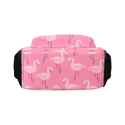 Pink Flamingo Backpack, Tropical Bird Men Women Kids Gift School College Cool Waterproof Side Pockets Laptop Designer Aesthetic Bag Bookbag