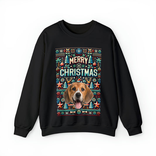 Custom Dog Ugly Christmas Sweater, Photo Bones Pet Sweatshirt Xmas Vintage Retro Mom Merry Funny Tacky Holiday Dad Personalized