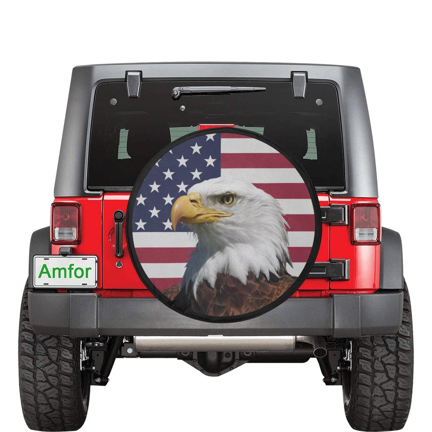 American Bald Eagle Head Spare Tire Cover, Flag USA Patriotic Backup Camera Hole Wheel Unique RV Back Cars RV Men Women Trailer Campers