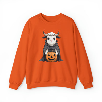 Ghost Cow Sweatshirt, Pumpkin Halloween Graphic Crewneck Fleece Cotton Sweater Jumper Pullover Men Women Adult Aesthetic Designer Top Starcove Fashion