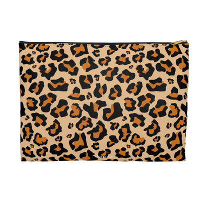 Leopard Makeup Bag, Animal Print Cheetah Pencil Case Pouch Holder Cute Pen Coin Travel Cosmetic Bag Accessory Canvas Zipper Women Organizer