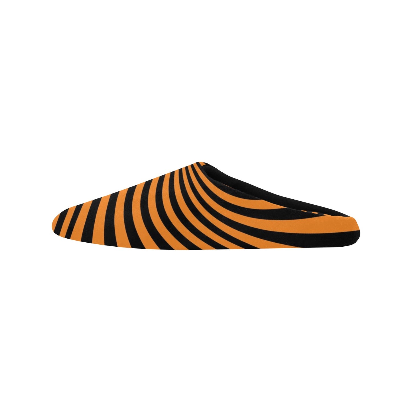 Orange Black Women's Slippers, Spiral Striped Halloween Ladies Indoor House Slide Bedroom Warm Winter Cozy Designer Slip On Cotton Shoes