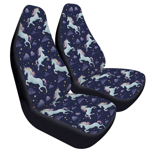 Unicorn Car Seat Covers (2 pcs), Stars Cute Pattern Front Seat Dog Pet Auto Vehicle SUV Universal Protector Accessory Men Women Starcove Fashion