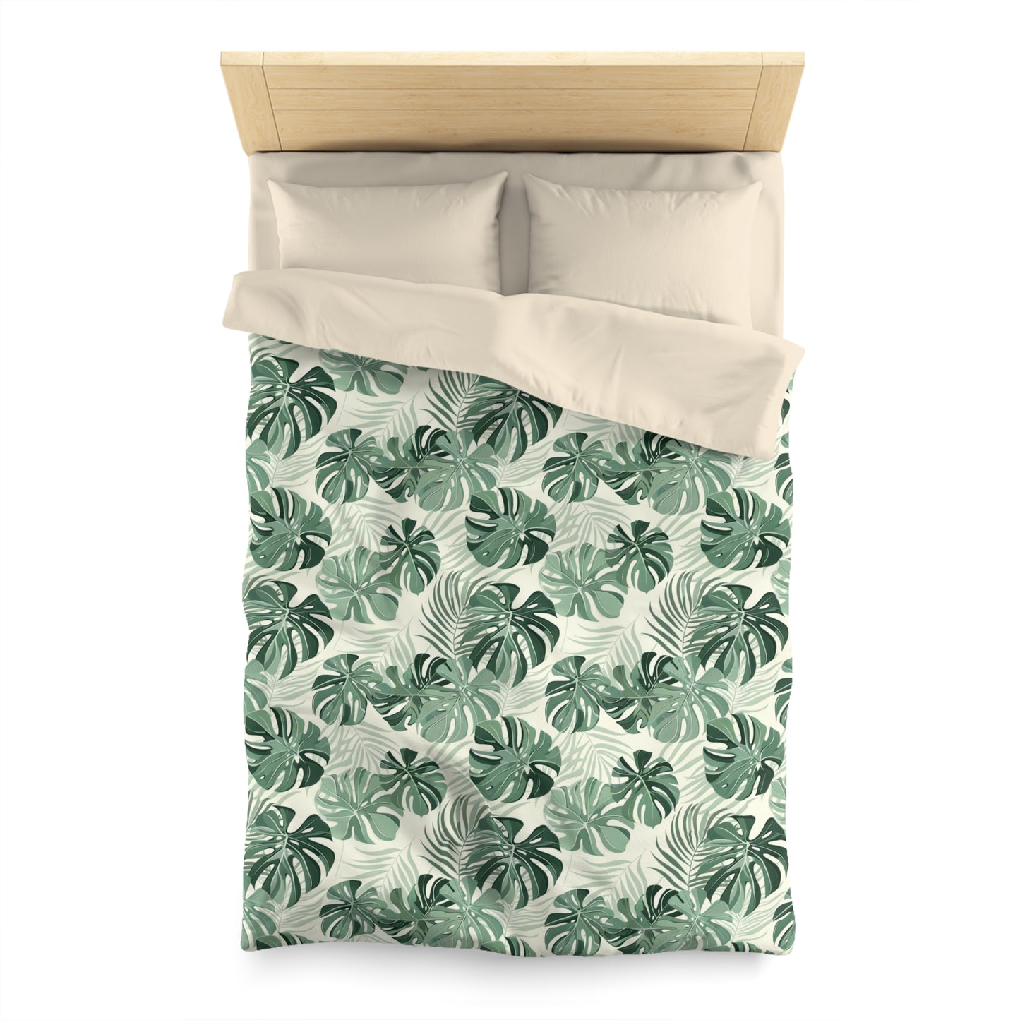 Monstera Leaf Duvet Cover, Green Tropical Bedding Queen King Full Twin XL Microfiber Unique Designer Bed Quilt Bedroom Decor