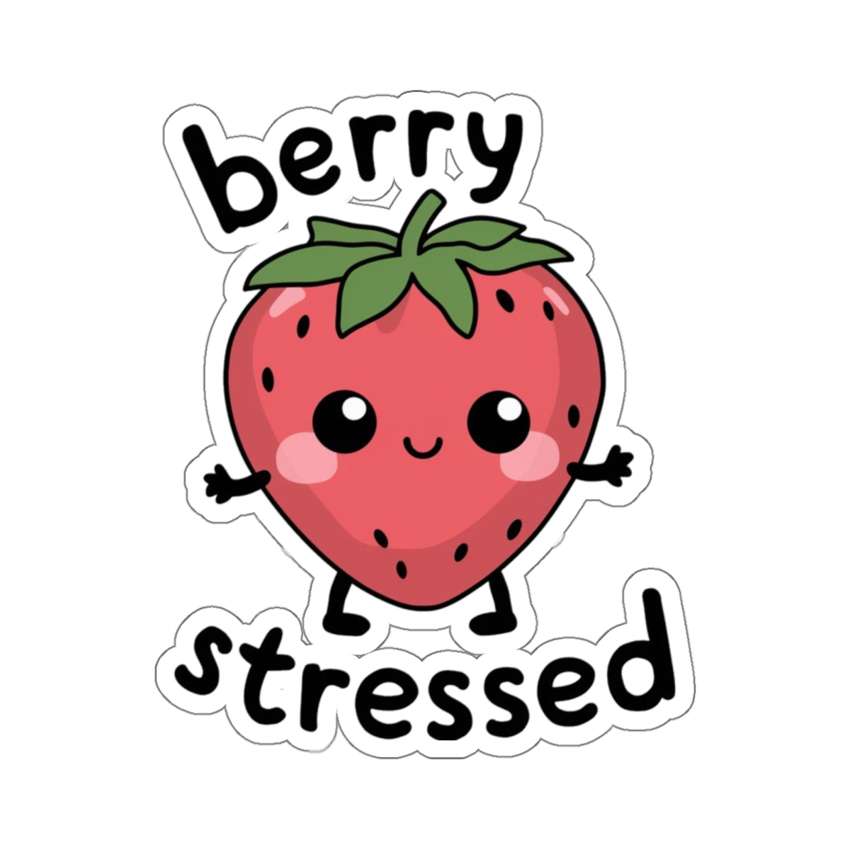 Funny Strawberry Sticker Decal, Berry Stressed Fruit Humorous Kawaii Art Vinyl Laptop Cute Waterbottle Tumbler Car Waterproof Bumper Clear