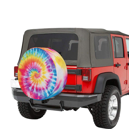 Rainbow Tie Dye Spare Tire Cover With Backup Camera Hole, Unique Back Rear Extra Wheel Car Auto Men Women RV Trailer Campers Unique Cute