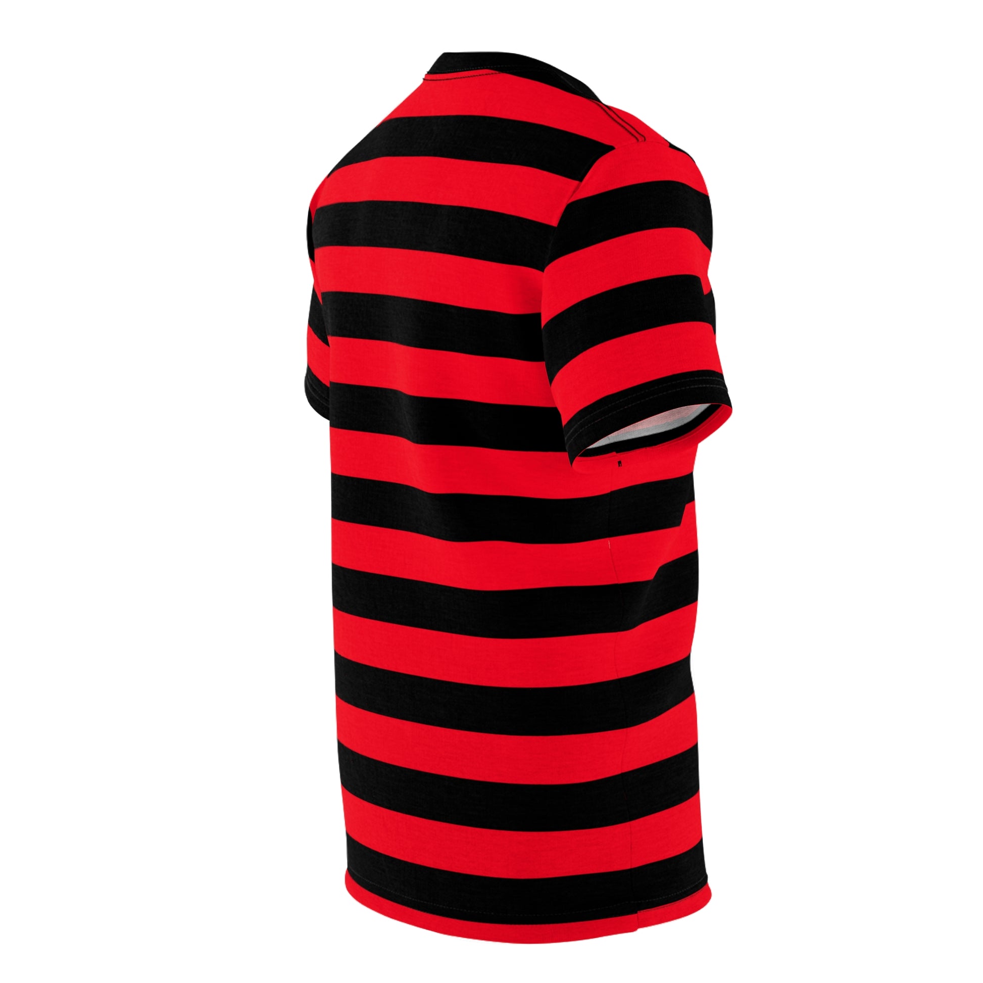 Red and Black Striped Men Tshirt, Horizontal Bold Stripes Designer Lightweight Heavyweight Aesthetic Fashion Crewneck Tee Top Shirt Starcove Fashion