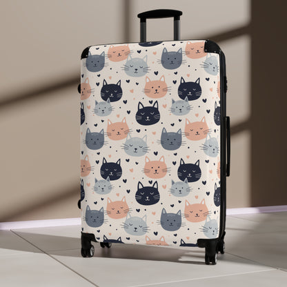 Suitcase Luggage With Cats On It, Kittens Cute Art Carry On 4 Wheels Cabin Travel Small Large Set Rolling Spinner Lock Hard Shell Case