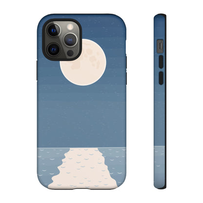 Full Moon Tough Phone Case, Blue iPhone 15 14 13 Pro Max 12 11 8 Plus X XR XS Samsung Galaxy S22 Google Pixel Cover