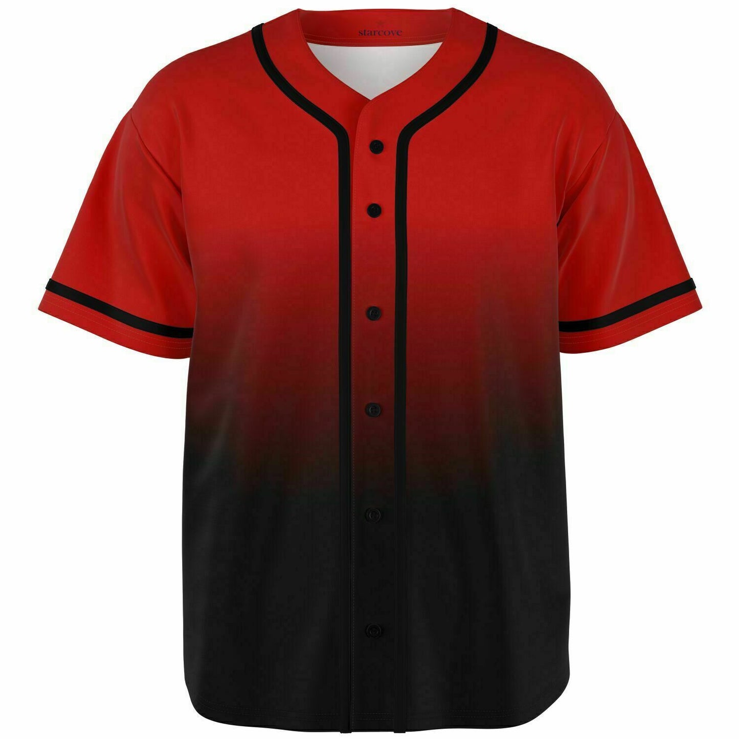 Black Red Ombre Baseball Jersey Shirt, Gradient Tie Dye Men Women Unisex Vintage Season Coach Player Moisture Wicking Designer Tshirt
