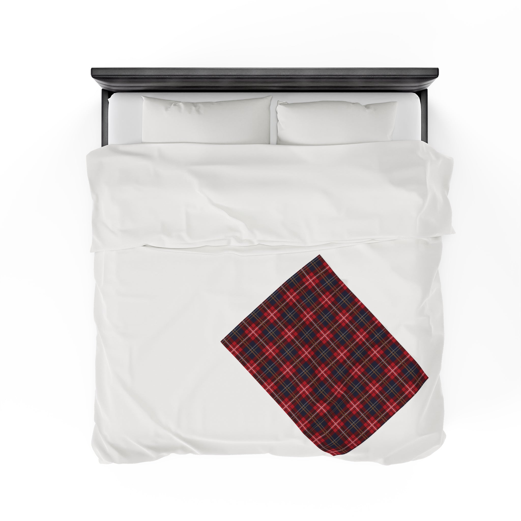 Red tartan fleece blanket hot sale