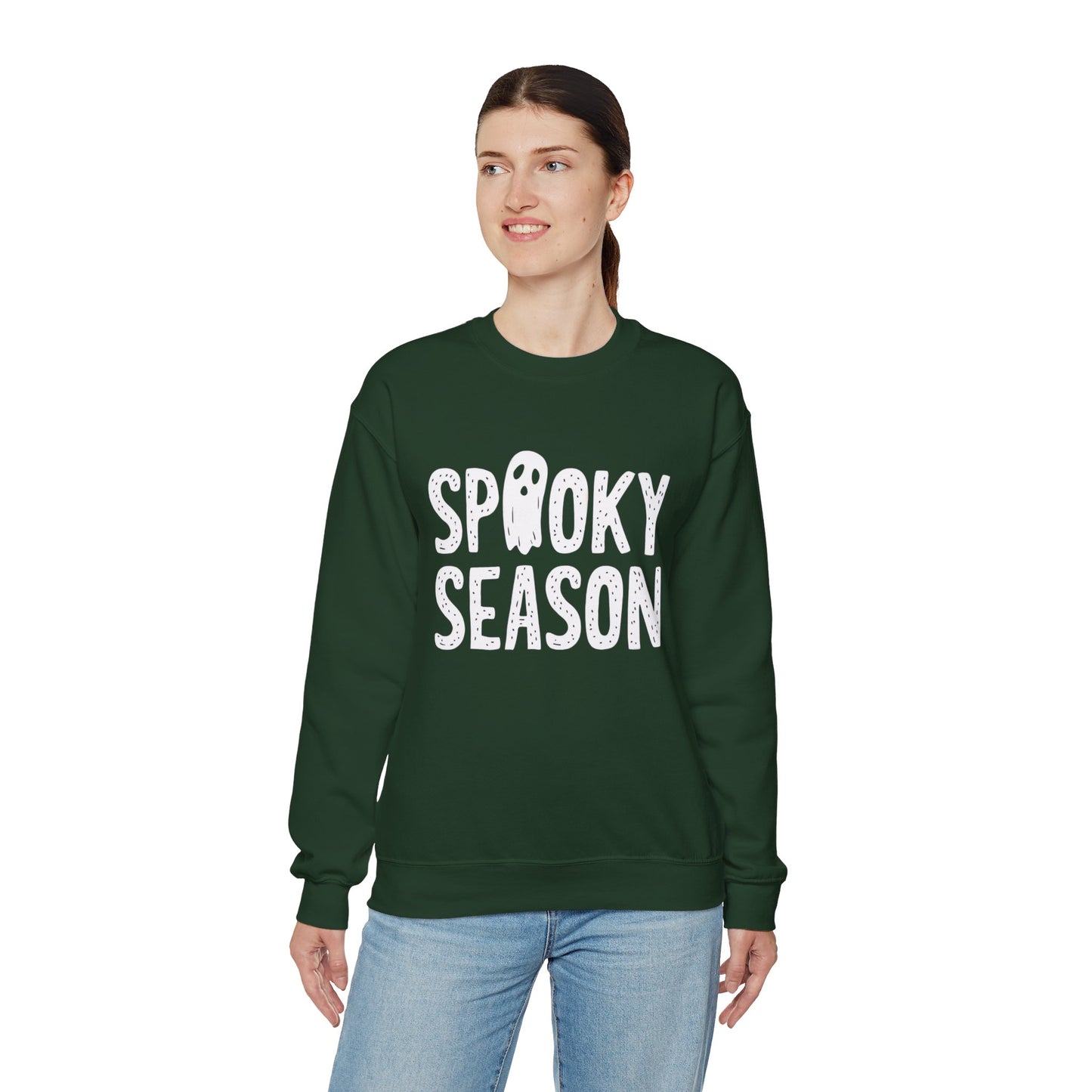 Spooky Season Sweatshirt, Ghost Halloween Graphic Crewneck Fleece Cotton Sweater Jumper Pullover Men Women Aesthetic Designer Top