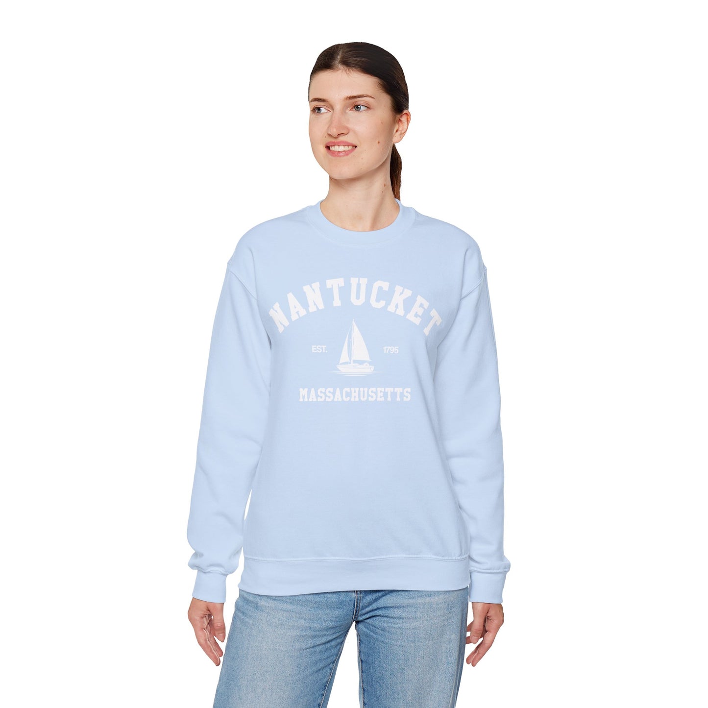 Nantucket Sweatshirt, Vintage Massachusetts MA Sailing Boating Sailboat Beach Town Graphic Crewneck Sweater Jumper Pullover Men Women